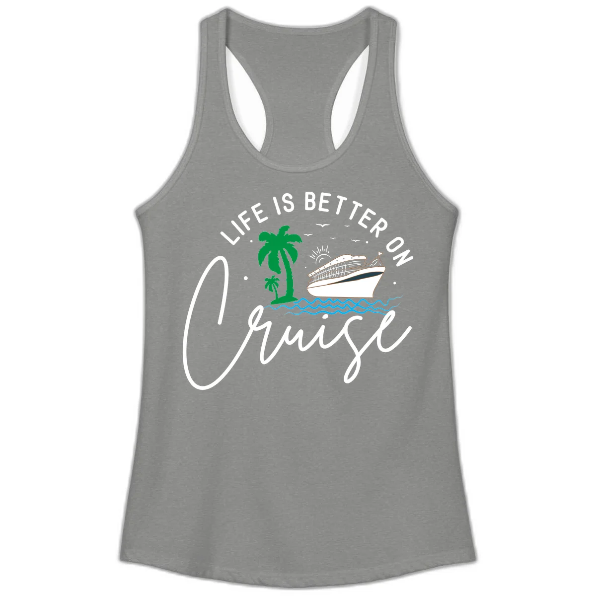 Life Is Better On Chill Ladies Tank in Heather Grey