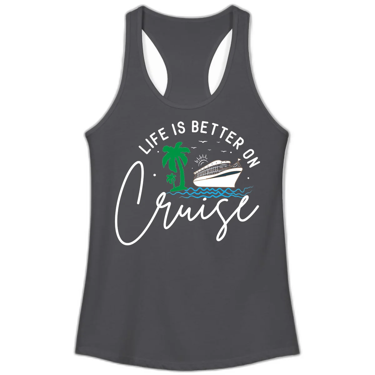 Life Is Better On Chill Ladies Tank in Solid Dark Gray