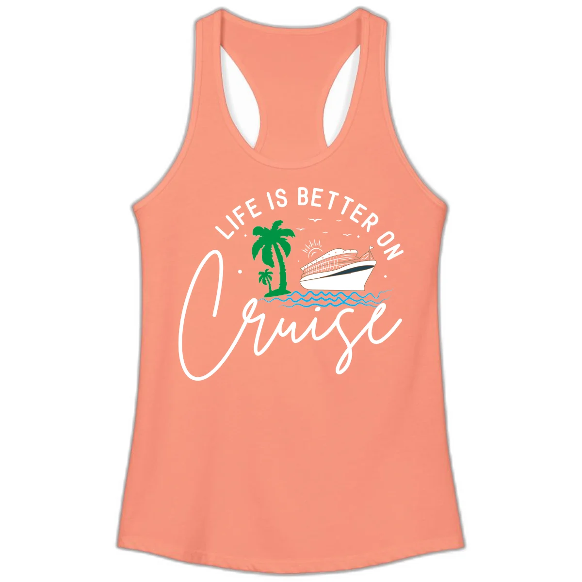 Life Is Better On Chill Ladies Tank in Solid Light Orange