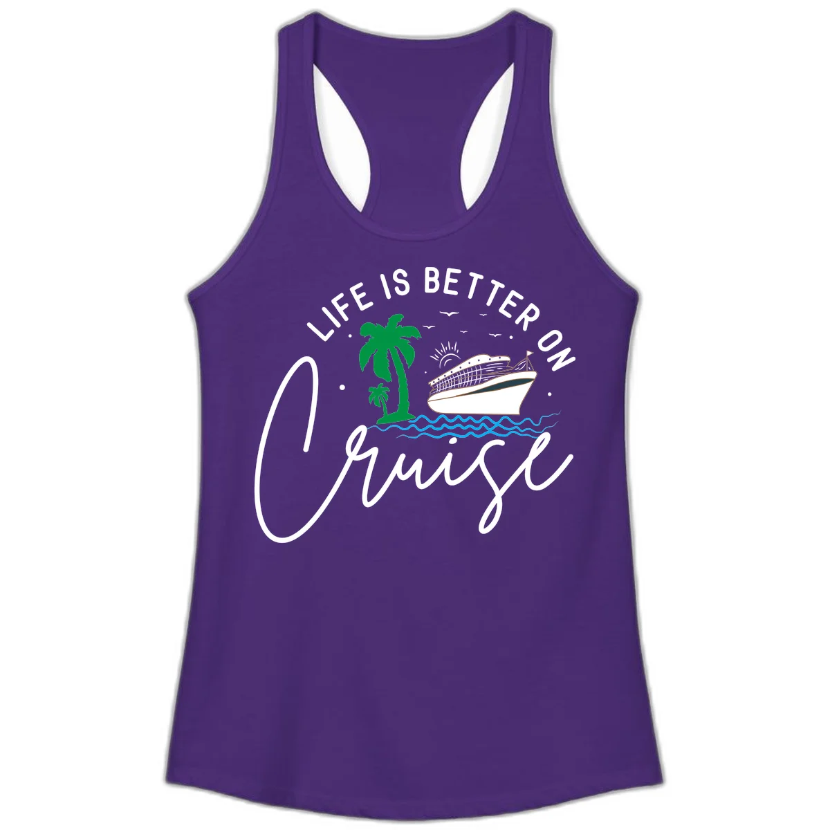 Life Is Better On Chill Ladies Tank in Solid Purple Rush