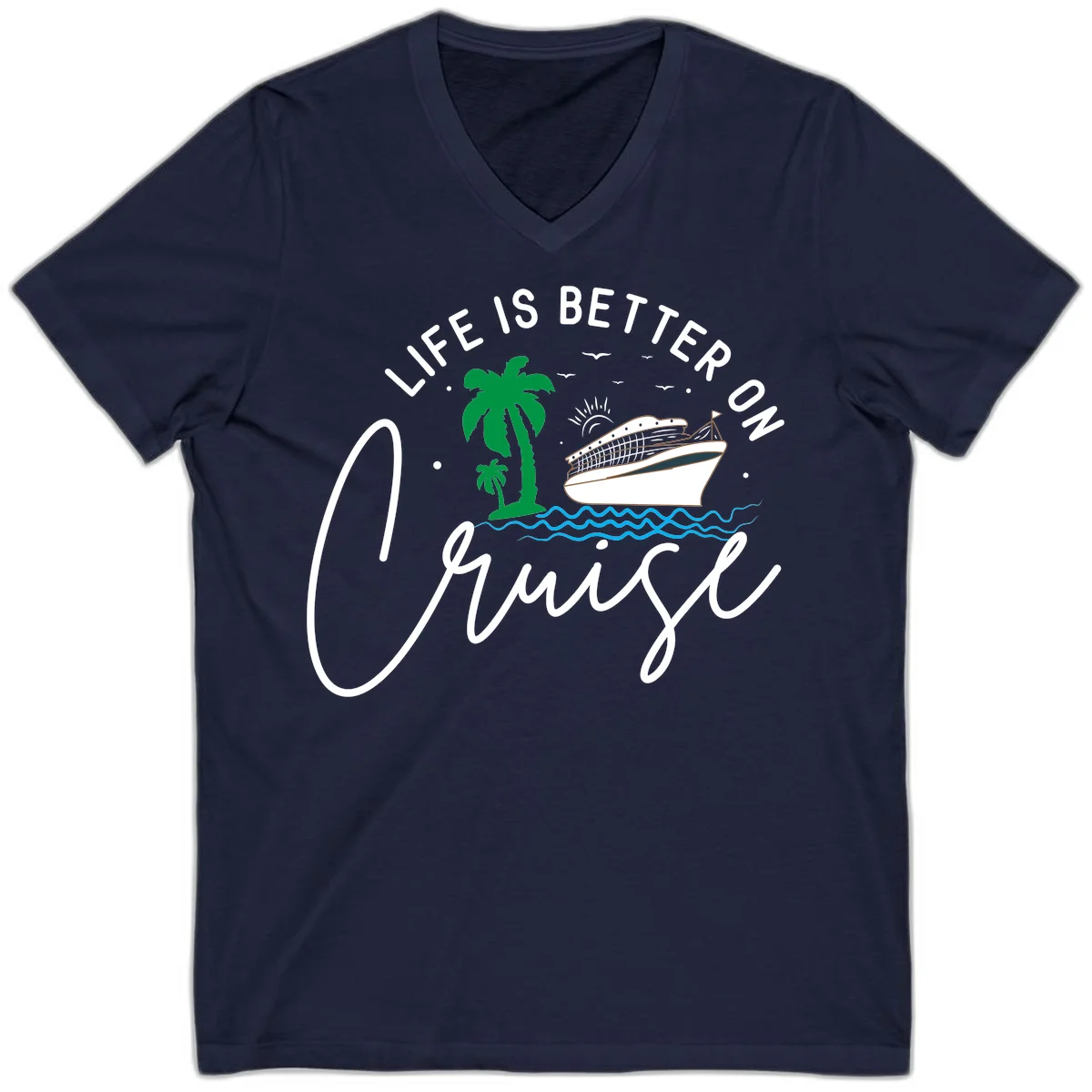Life Is Better On Chill V-Neck in Navy