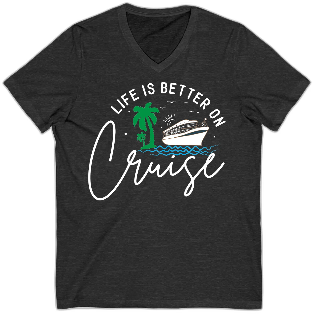 Life Is Better On Chill V-Neck in Dark Grey Heather