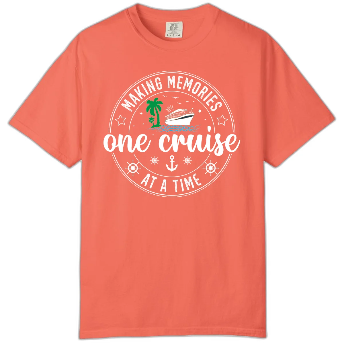 Making Memories One Cruise At A Time Comfort Color in Bright Salmon
