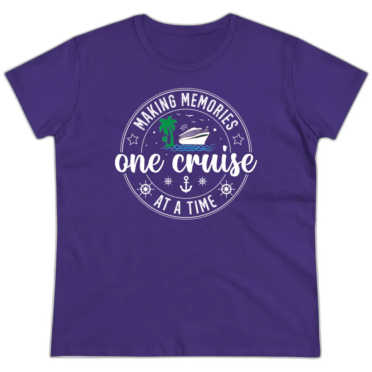 Making Memories One Cruise At A Time Ladies Tee in Purple