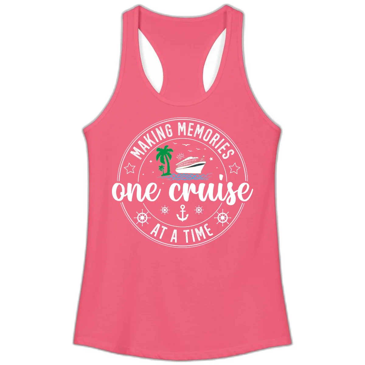 Making Memories One Cruise At A Time Ladies Tank in Hot Pink