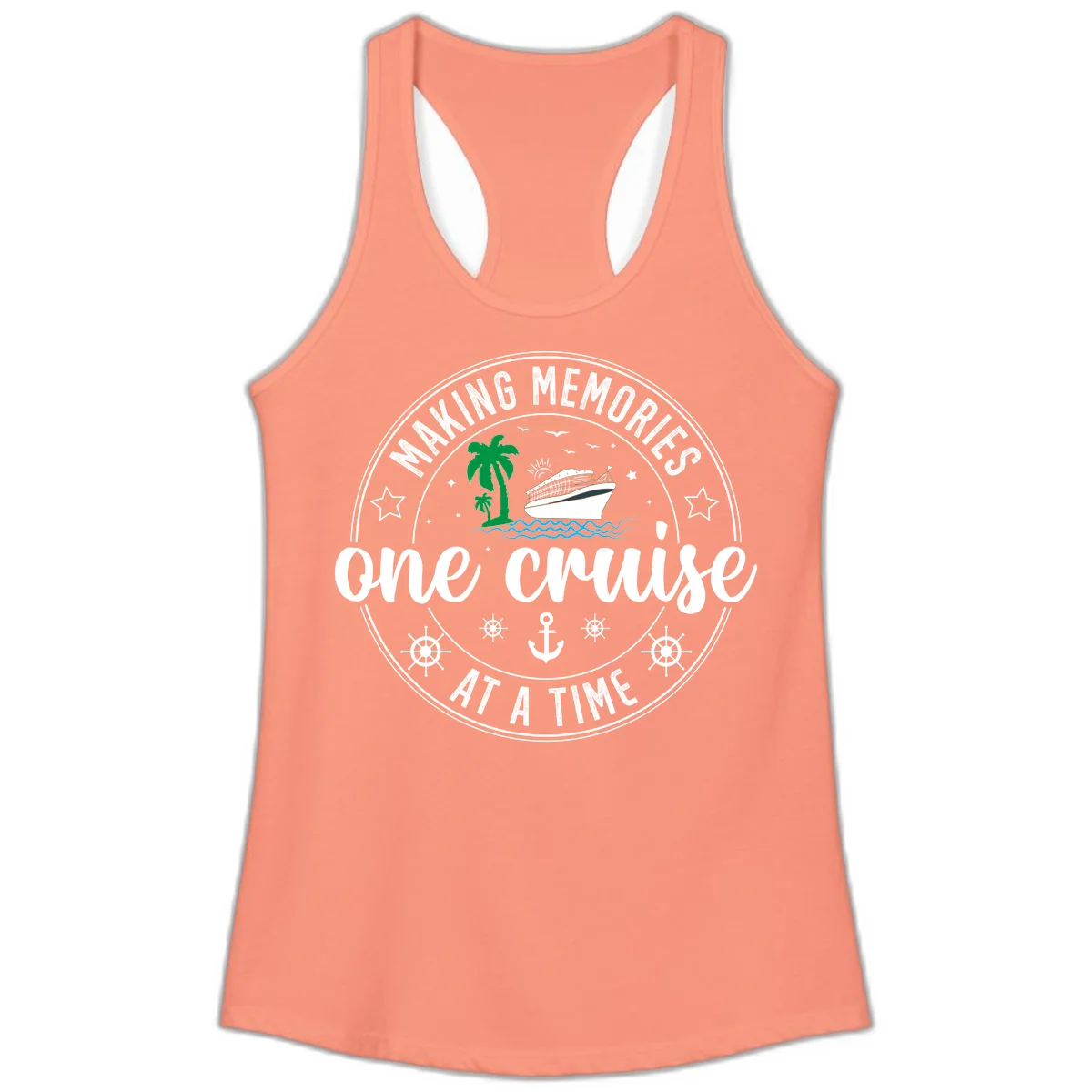 Making Memories One Cruise At A Time Ladies Tank in Solid Light Orange