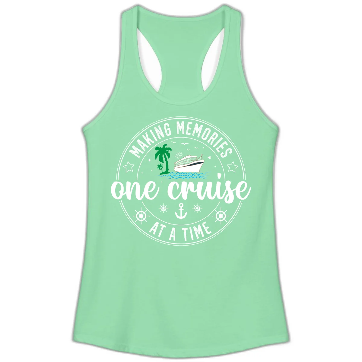 Making Memories One Cruise At A Time Ladies Tank in Solid Mint