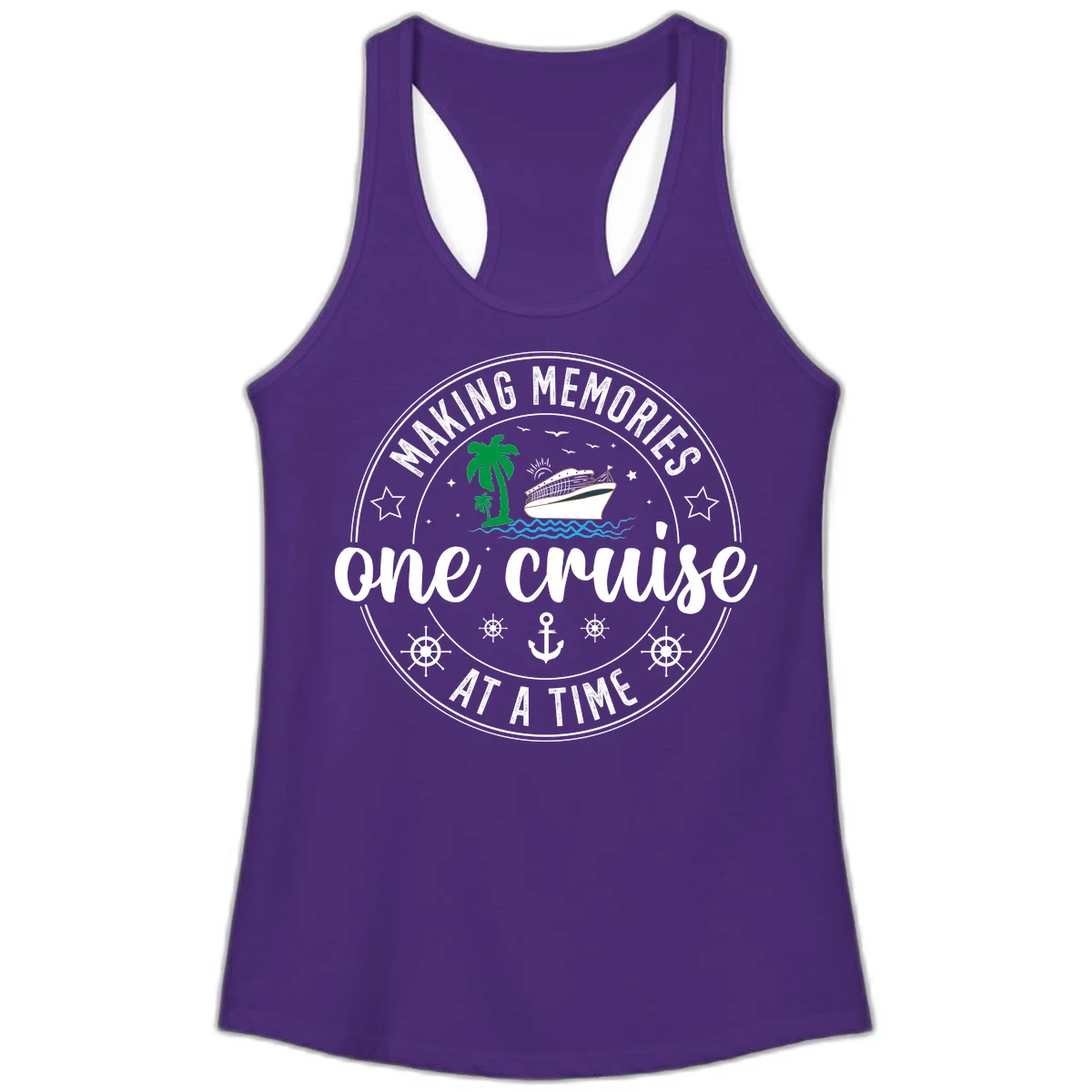 Making Memories One Cruise At A Time Ladies Tank in Solid Purple Rush