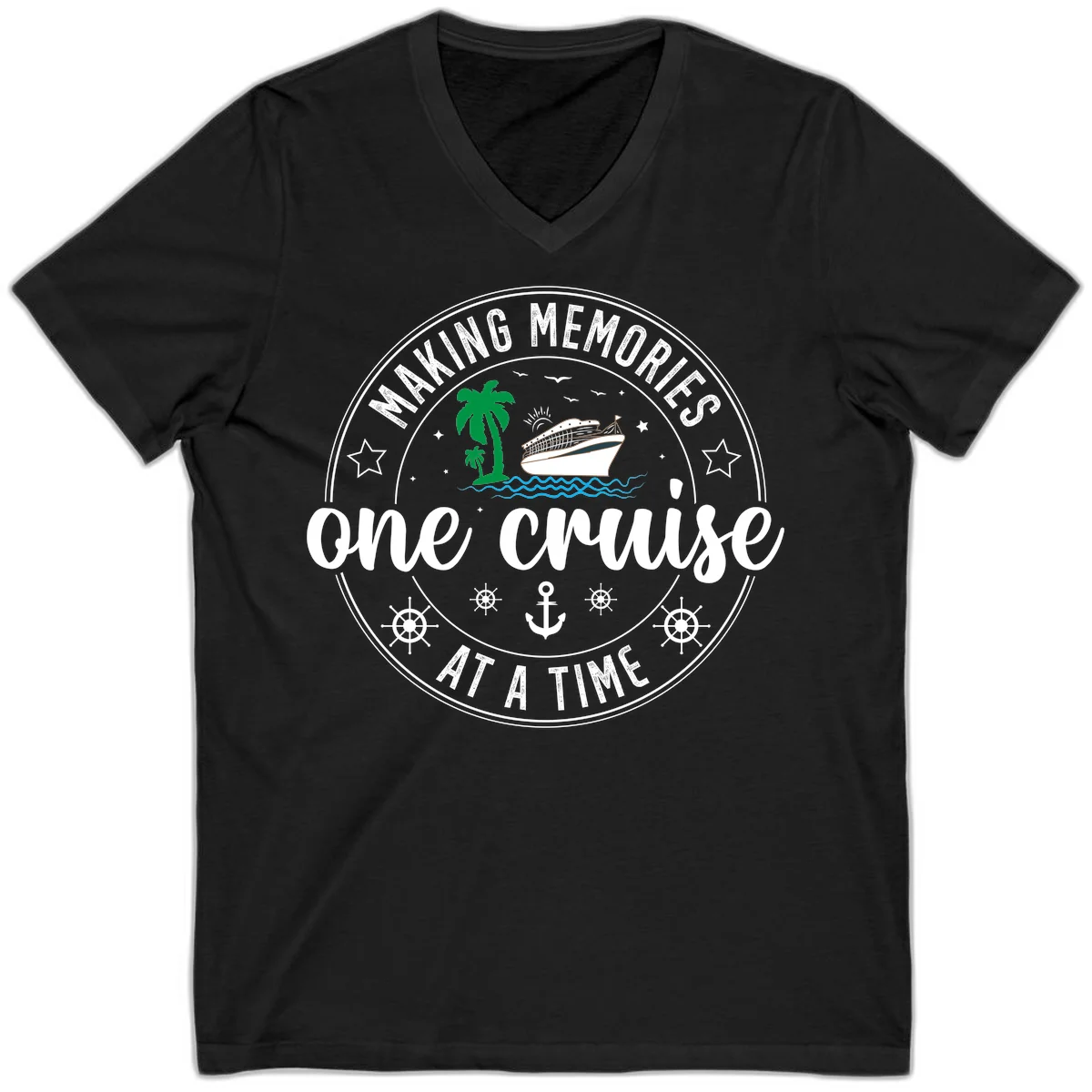 Making Memories One Cruise At A Time V-Neck in Black