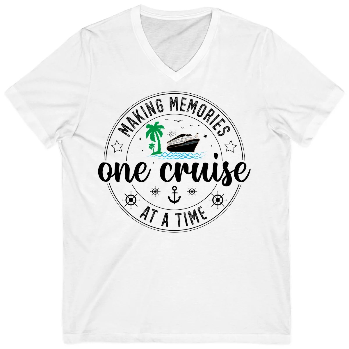 Making Memories One Cruise At A Time V-Neck in White