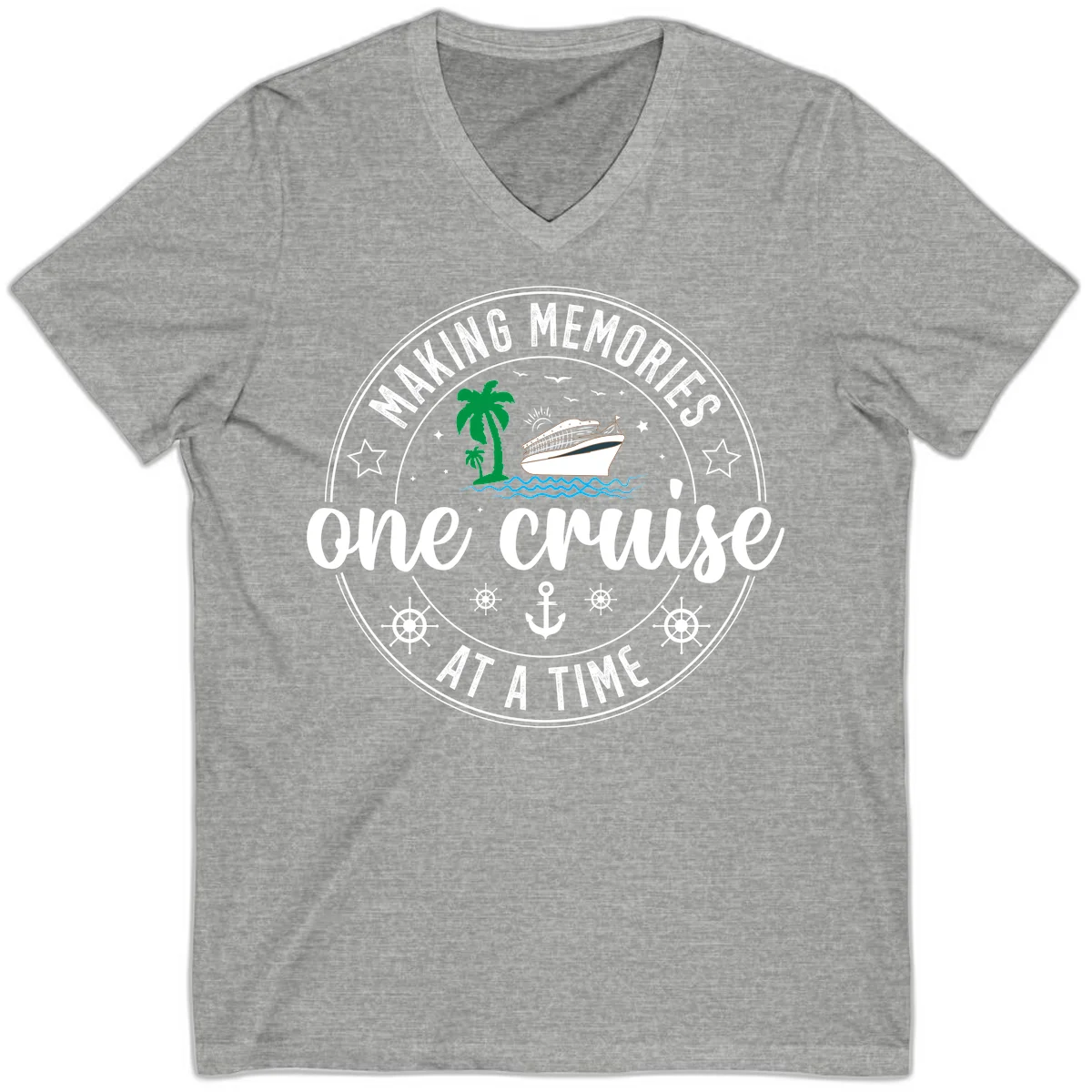 Making Memories One Cruise At A Time V-Neck in Athletic Heather