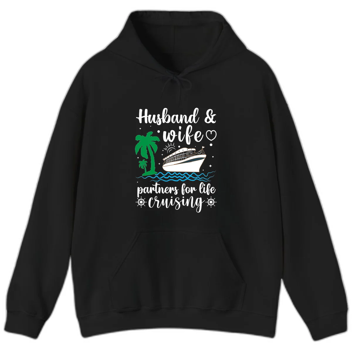 Husband & Wife Partners For Life Cruising Hoodie in Black