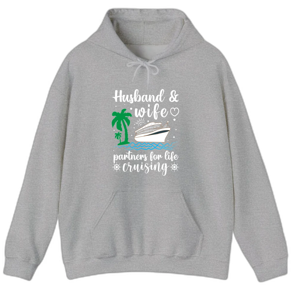Husband & Wife Partners For Life Cruising Hoodie in Sport Grey