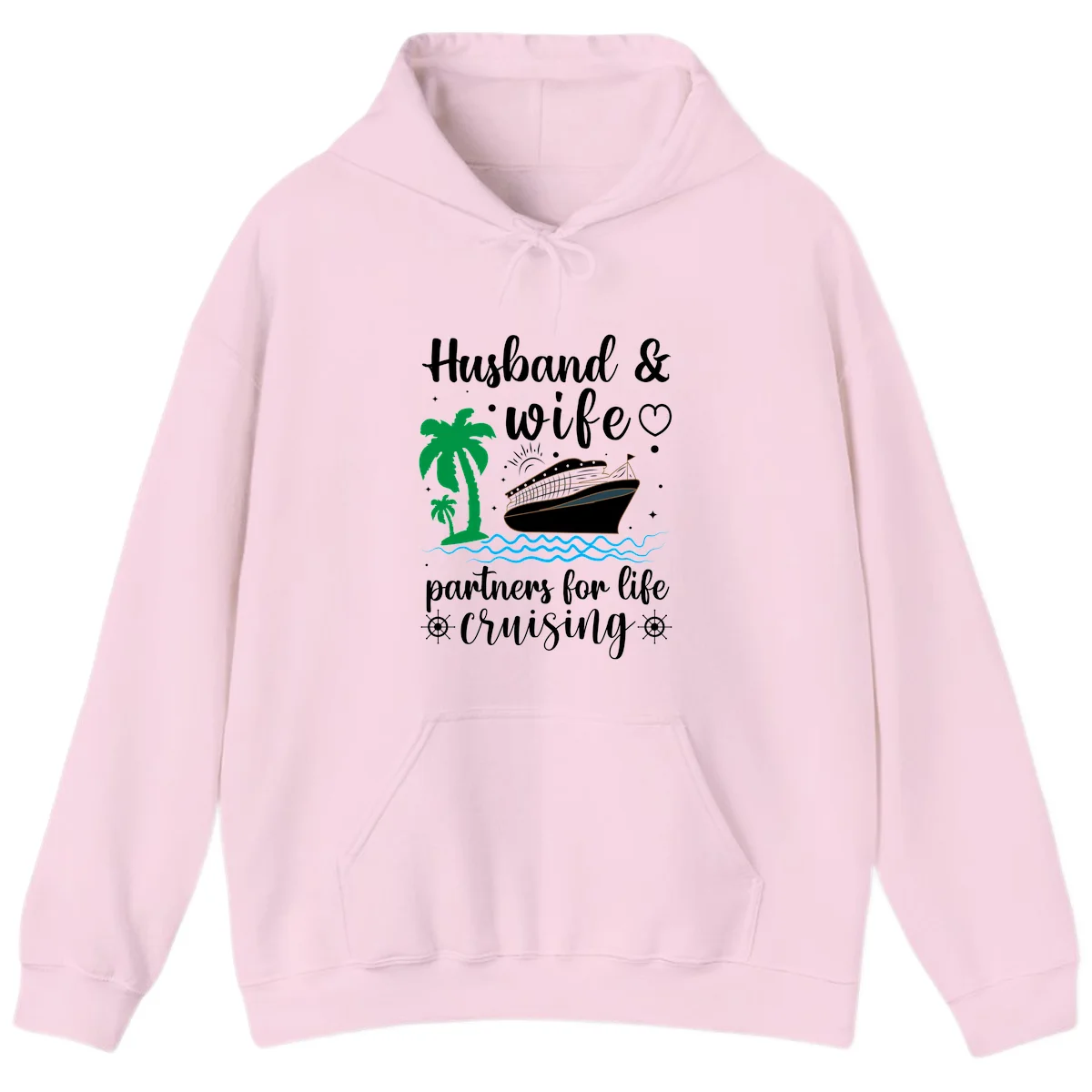 Husband & Wife Partners For Life Cruising Hoodie in Light Pink