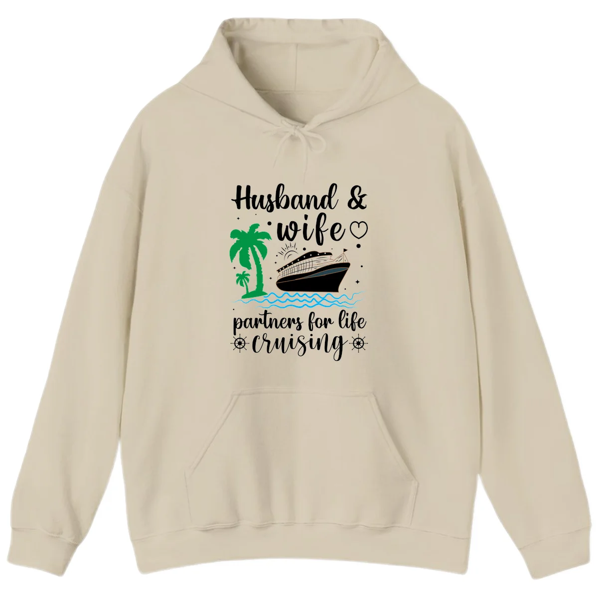 Husband & Wife Partners For Life Cruising Hoodie in Sand