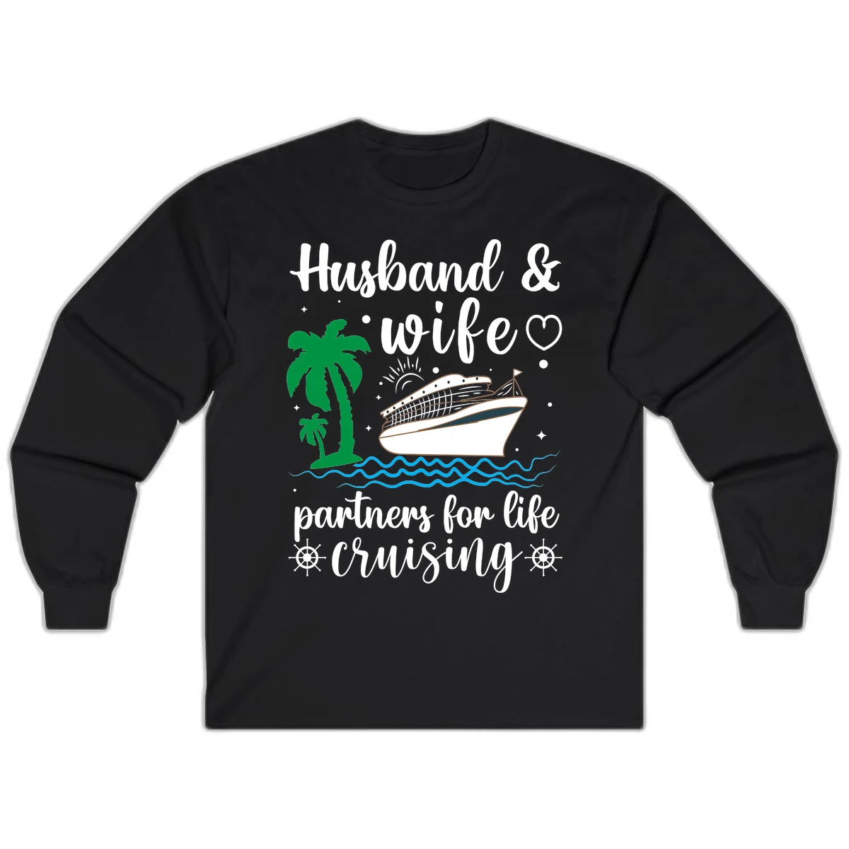 Husband & Wife Partners For Life Cruising Long Sleeve in Black