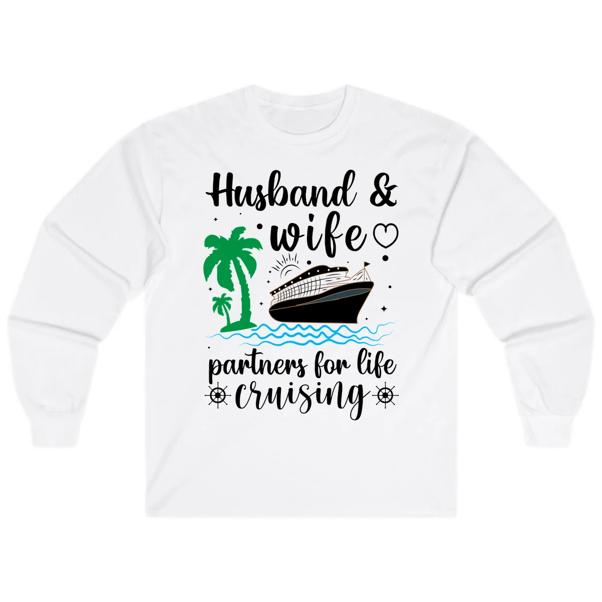 Husband & Wife Partners For Life Cruising Long Sleeve in White