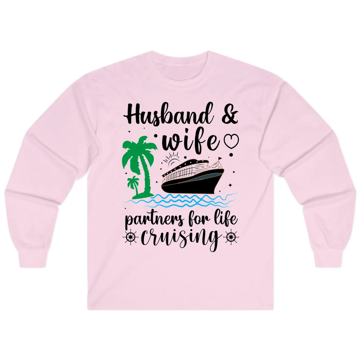 Husband & Wife Partners For Life Cruising Long Sleeve in Light Pink