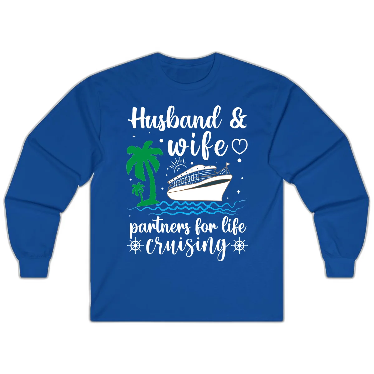 Husband & Wife Partners For Life Cruising Long Sleeve in Royal