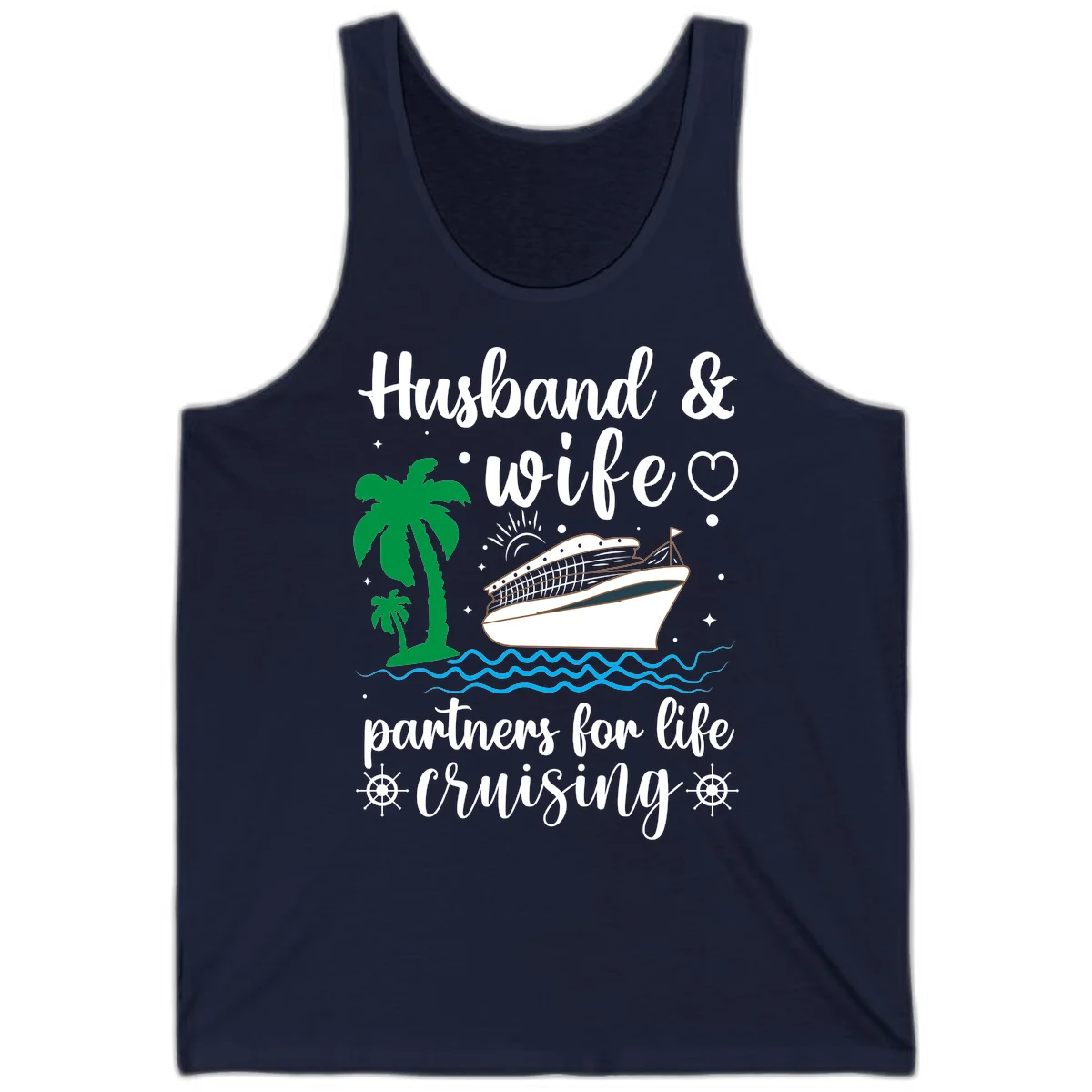 Husband & Wife Partners For Life Cruising Tank in Navy