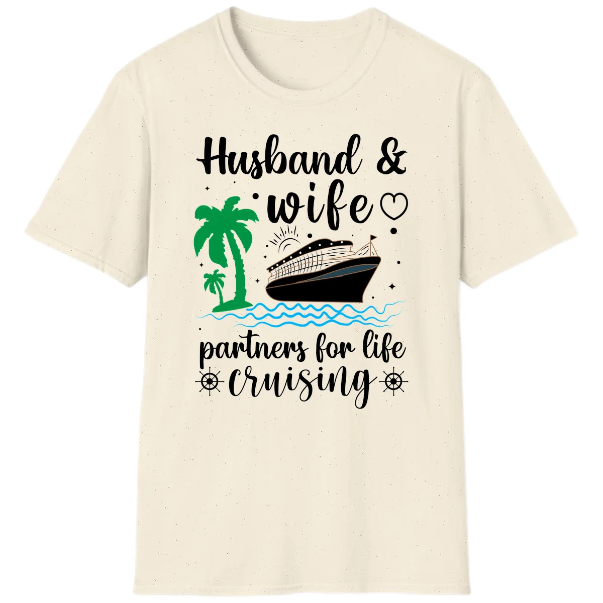 Husband & Wife Partners For Life Cruising T-Shirt in Natural