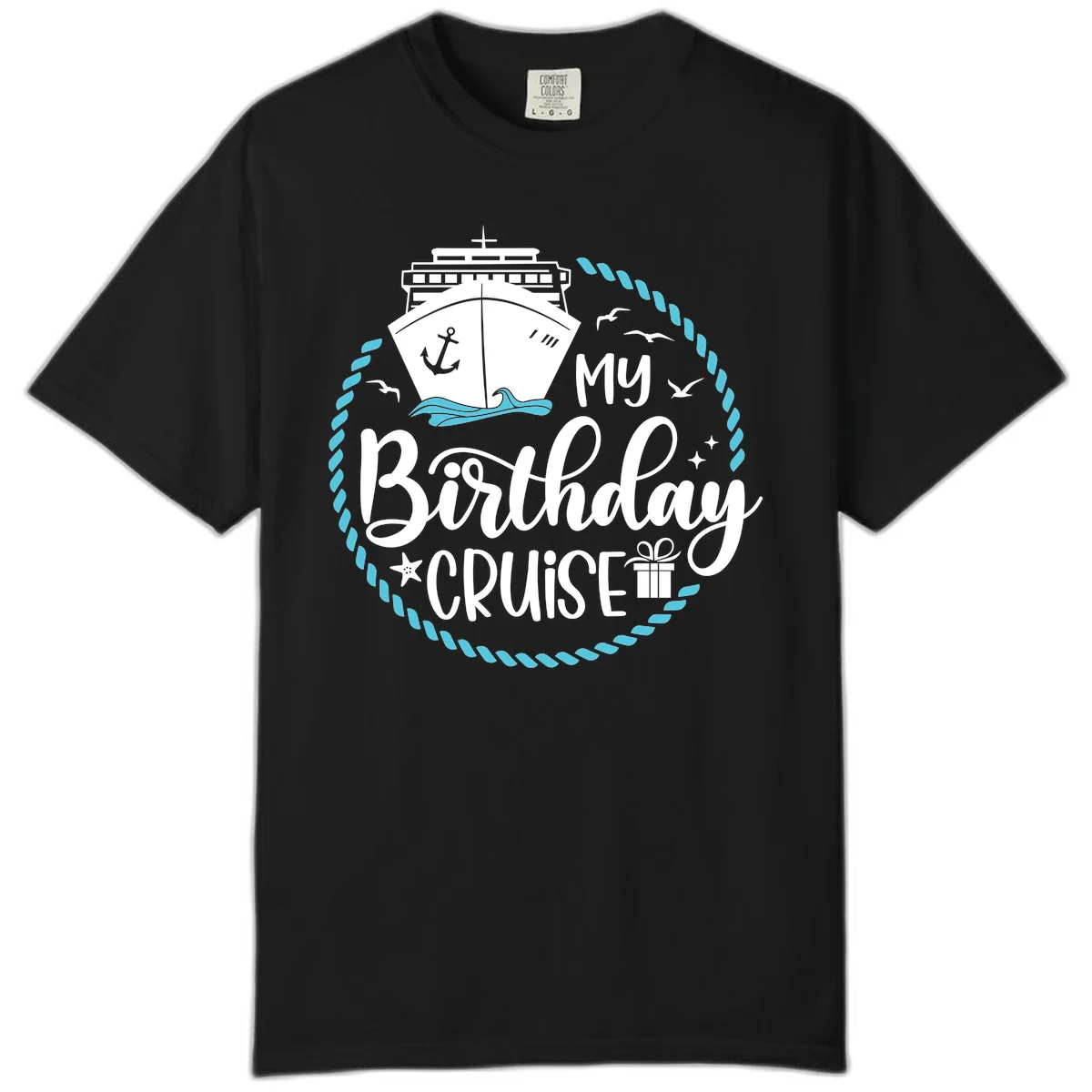 My Birthday Cruise Celebration Comfort Color Tee in Black