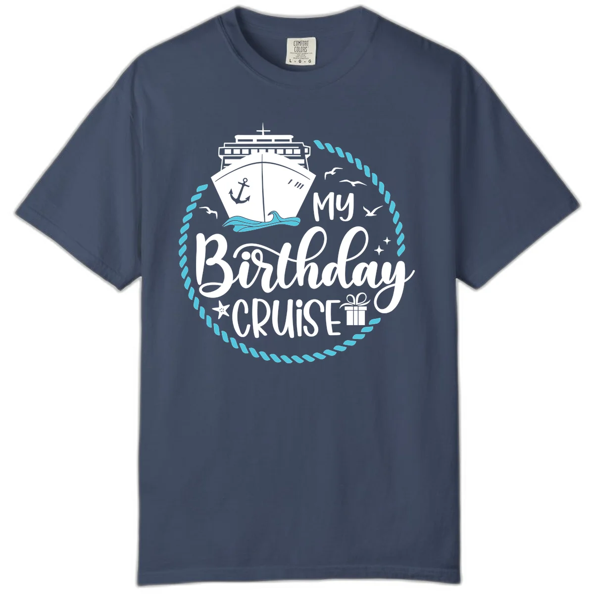 My Birthday Cruise Celebration Comfort Color Tee in Midnight