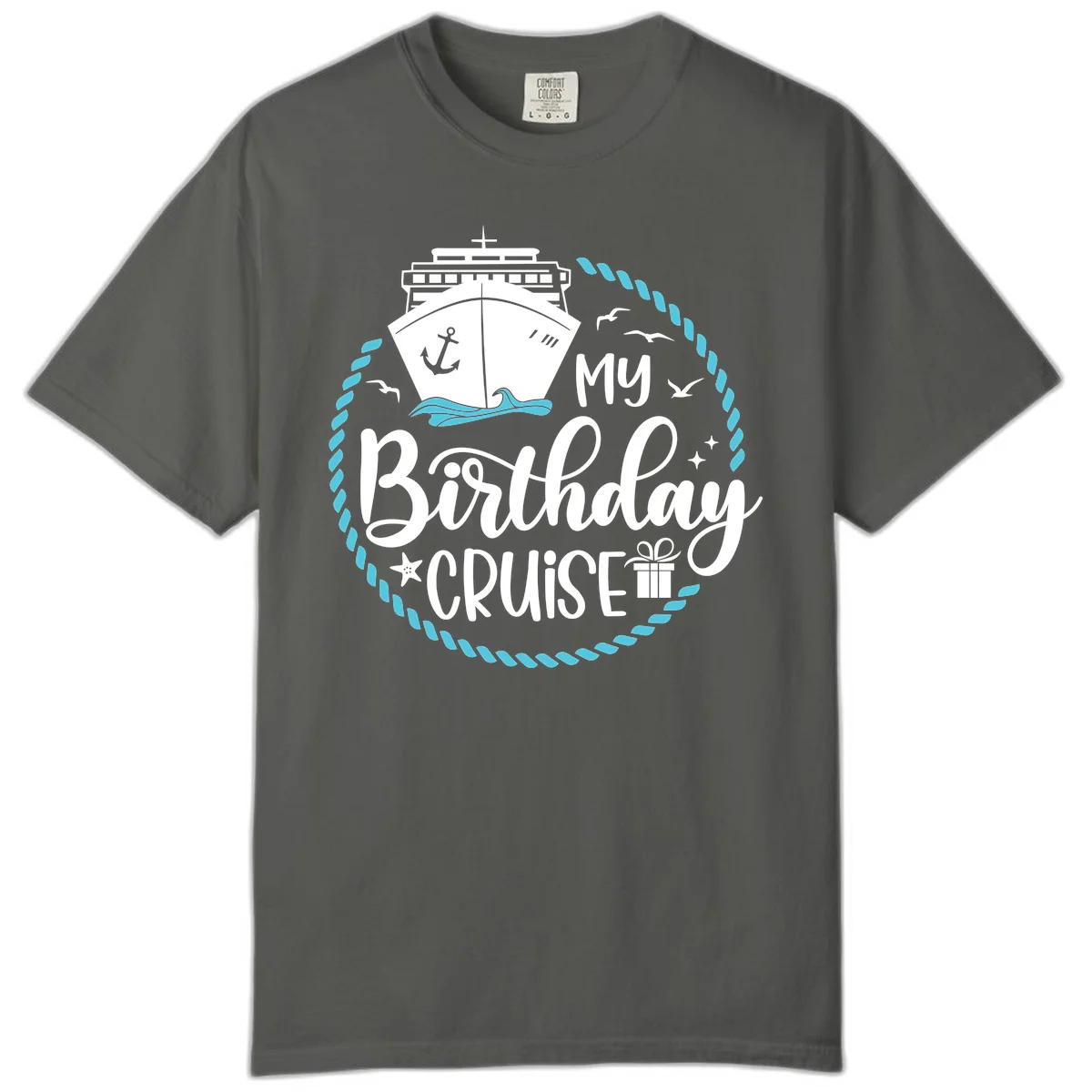 My Birthday Cruise Celebration Comfort Color Tee in Pepper