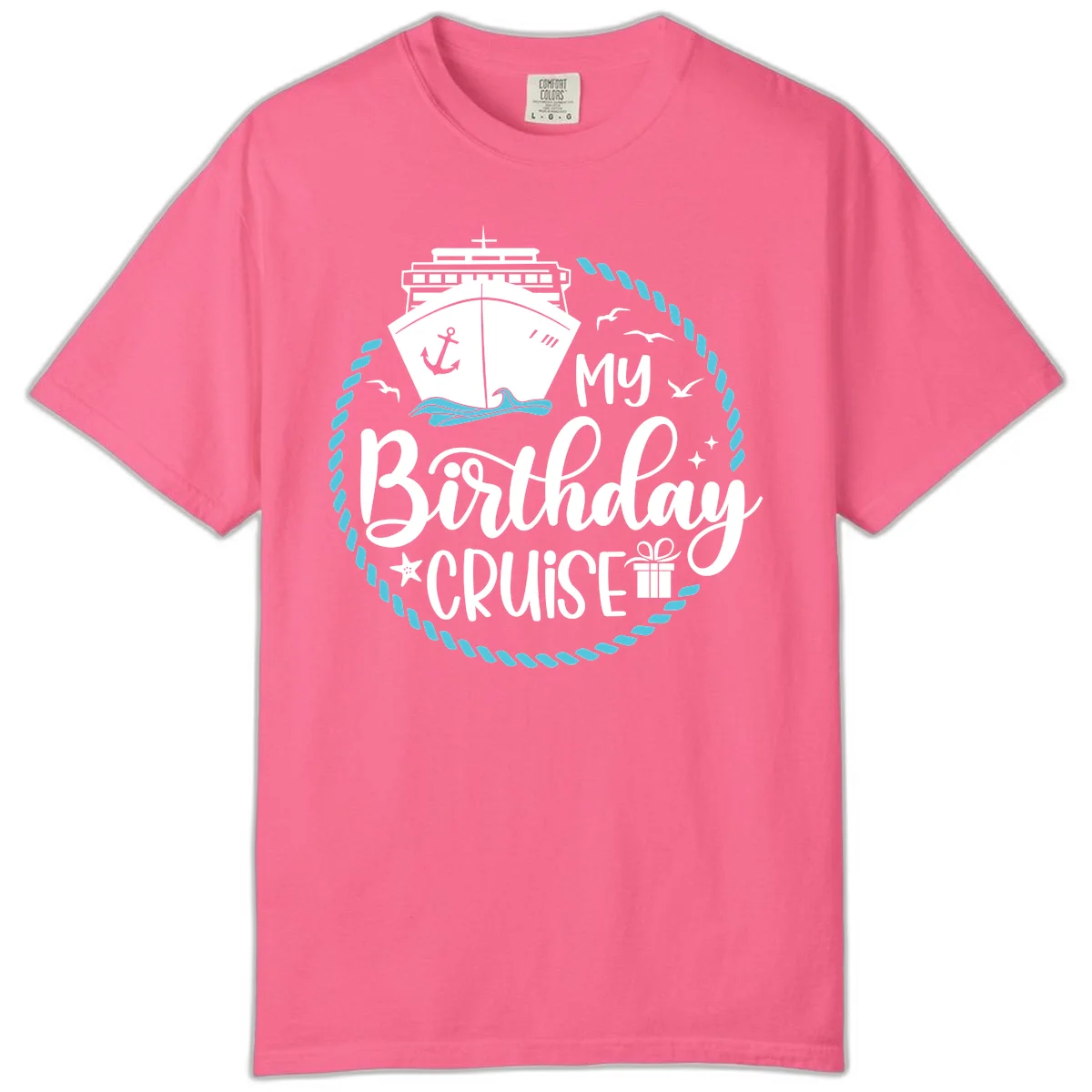 My Birthday Cruise Celebration Comfort Color Tee in Crunchberry