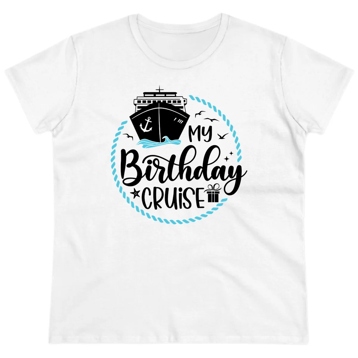 My Birthday Cruise Celebration Ladies Tee in White