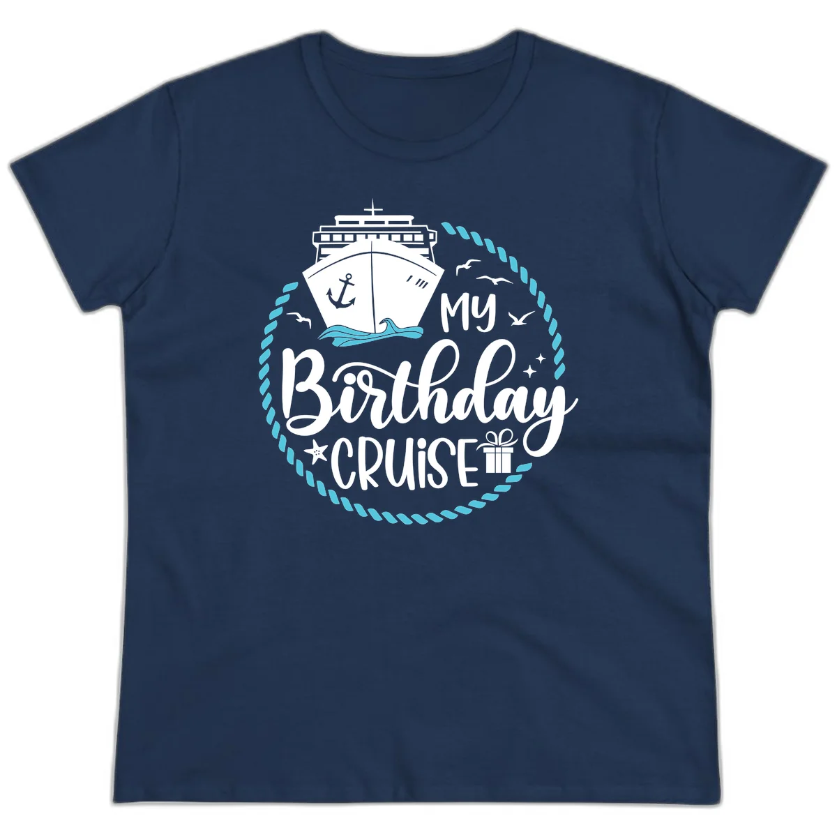 My Birthday Cruise Celebration Ladies Tee in Navy