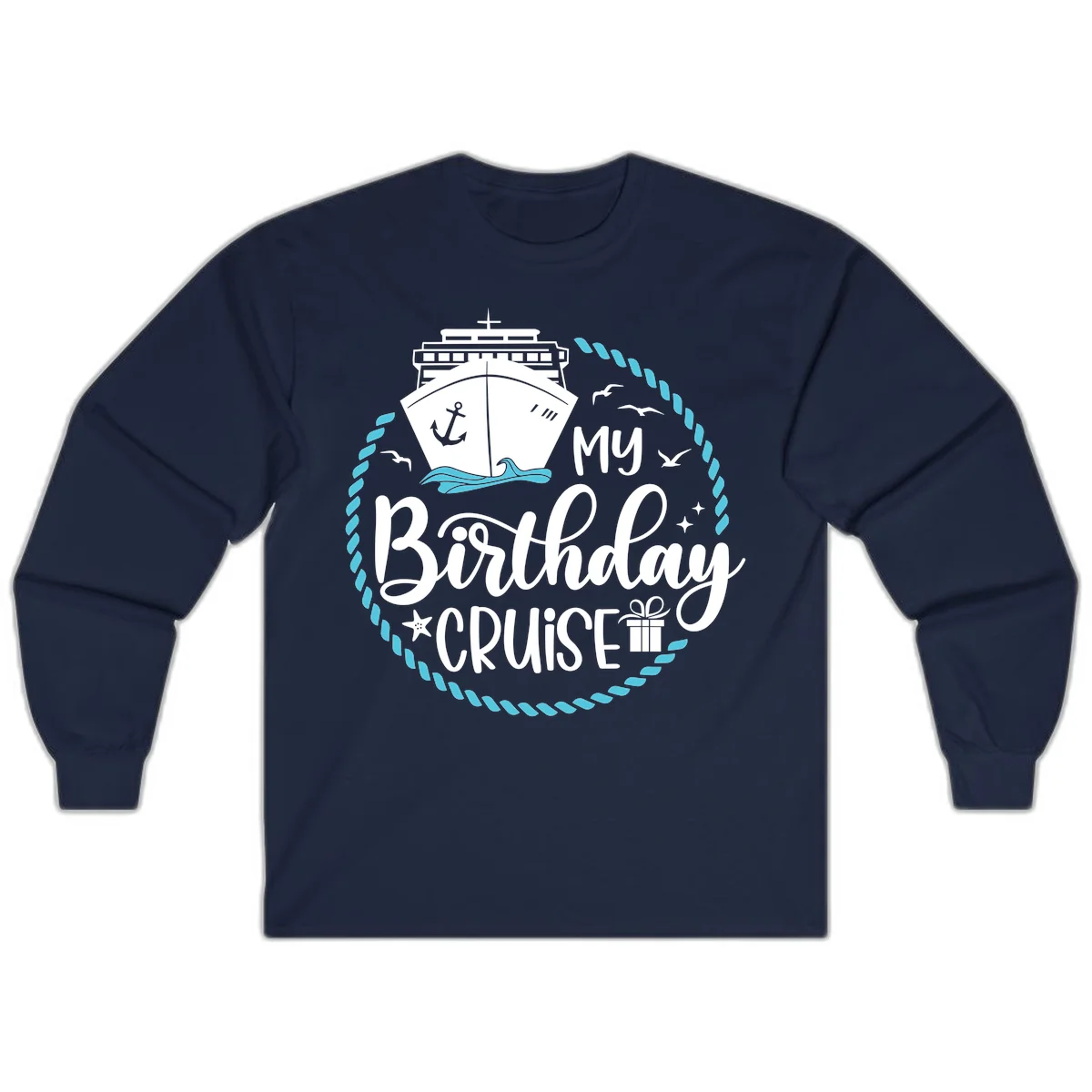 My Birthday Cruise Celebration Long Sleeve Tee in Navy