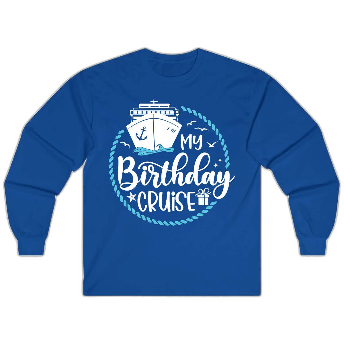 My Birthday Cruise Celebration Long Sleeve Tee in Royal