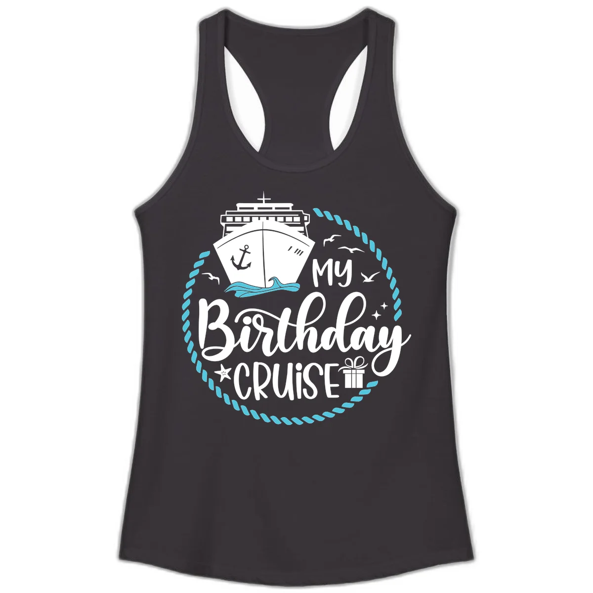 My Birthday Cruise Celebration Ladies Tank Top in Black