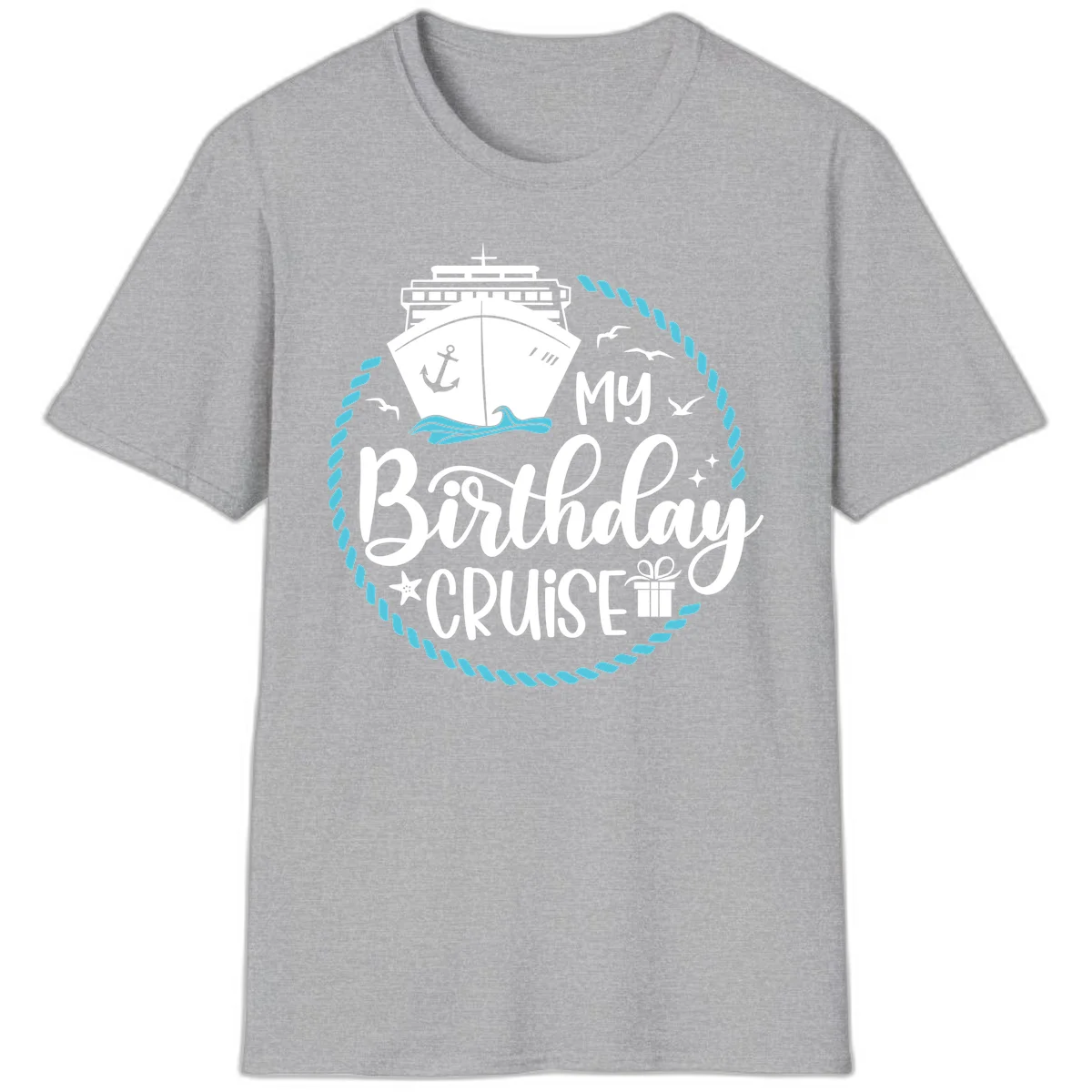 My Birthday Cruise Celebration T-Shirt for Your Voyage in Sport Grey