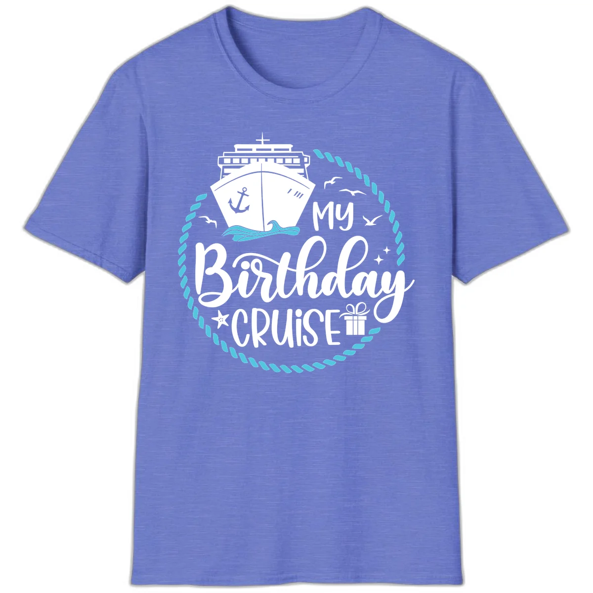 My Birthday Cruise Celebration T-Shirt for Your Voyage in Heather Royal