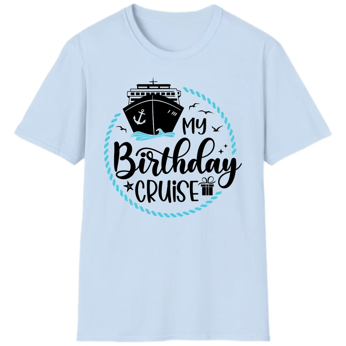 My Birthday Cruise Celebration T-Shirt for Your Voyage in Light Blue