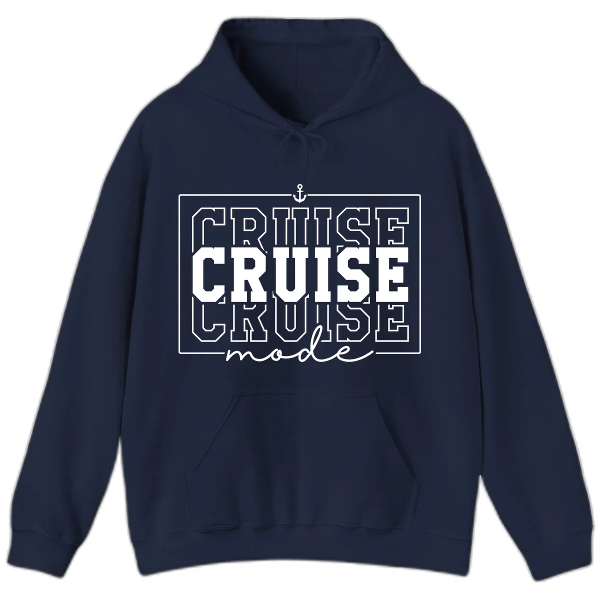 Cruise Mode Anchor Nautical Design Hoodie in Navy
