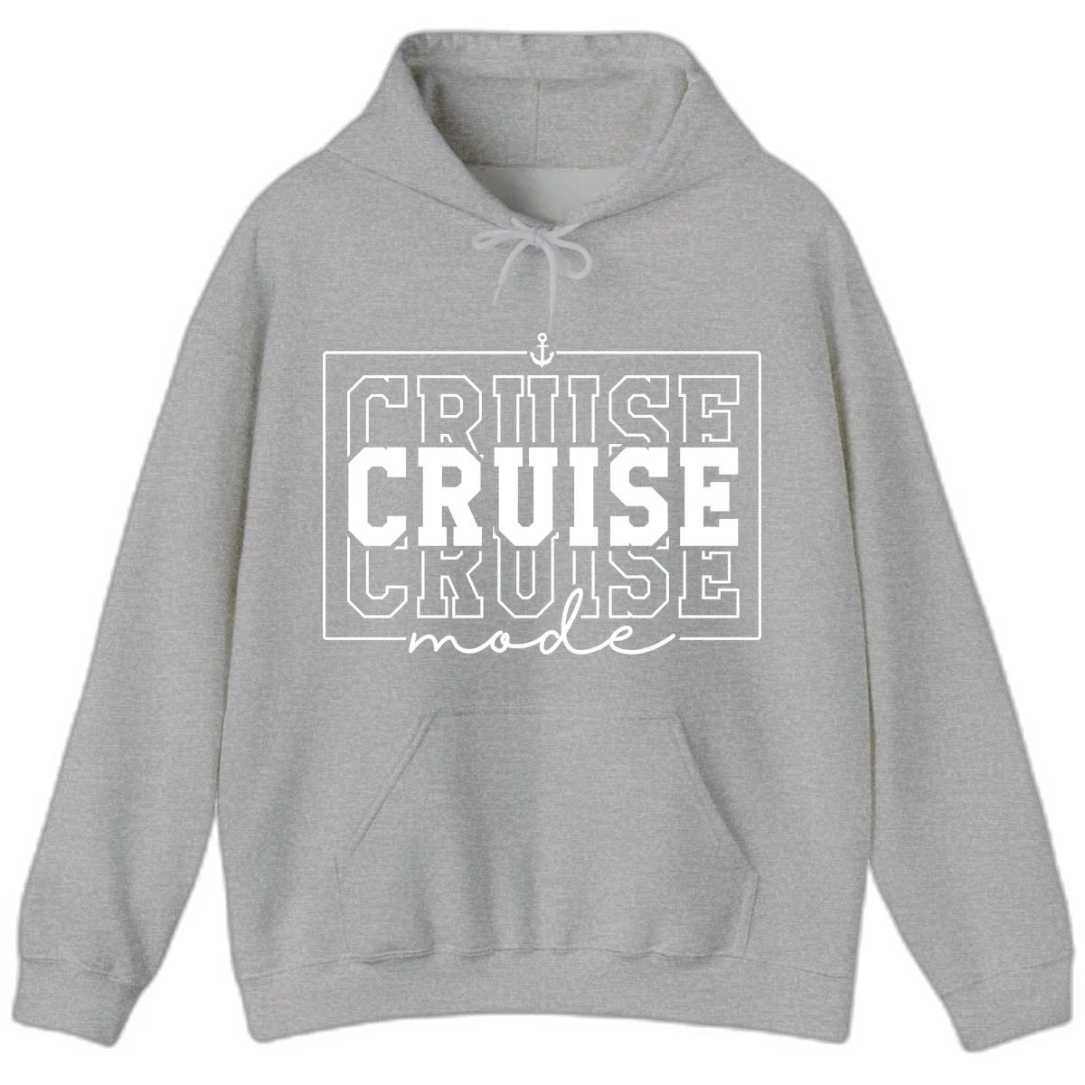 Cruise Mode Anchor Nautical Design Hoodie in Sport Grey