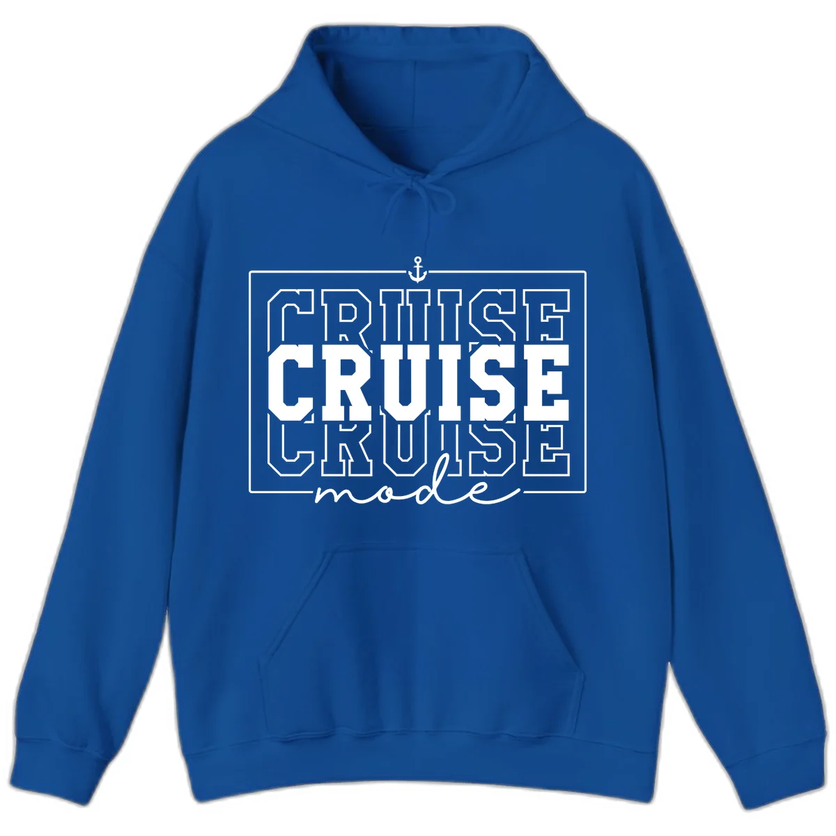 Cruise Mode Anchor Nautical Design Hoodie in Royal