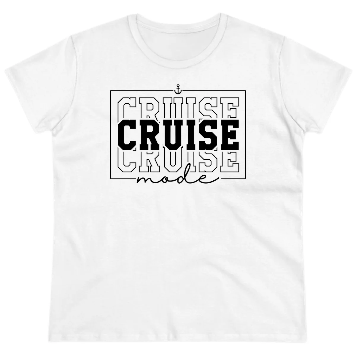 Cruise Mode Anchor Nautical Design Ladies Tee in White