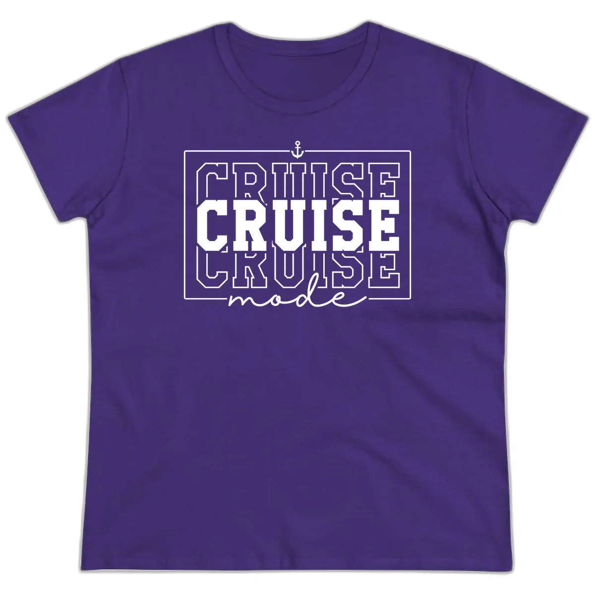 Cruise Mode Anchor Nautical Design Ladies Tee in Purple