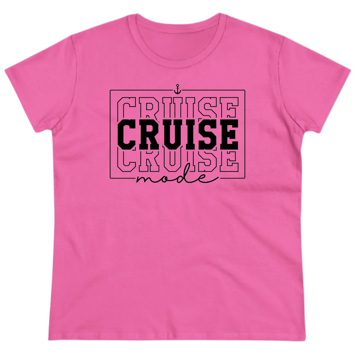 Cruise Mode Anchor Nautical Design Ladies Tee in Azalea