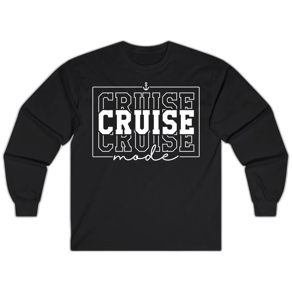 Cruise Mode Anchor Nautical Design Long Sleeve in Black