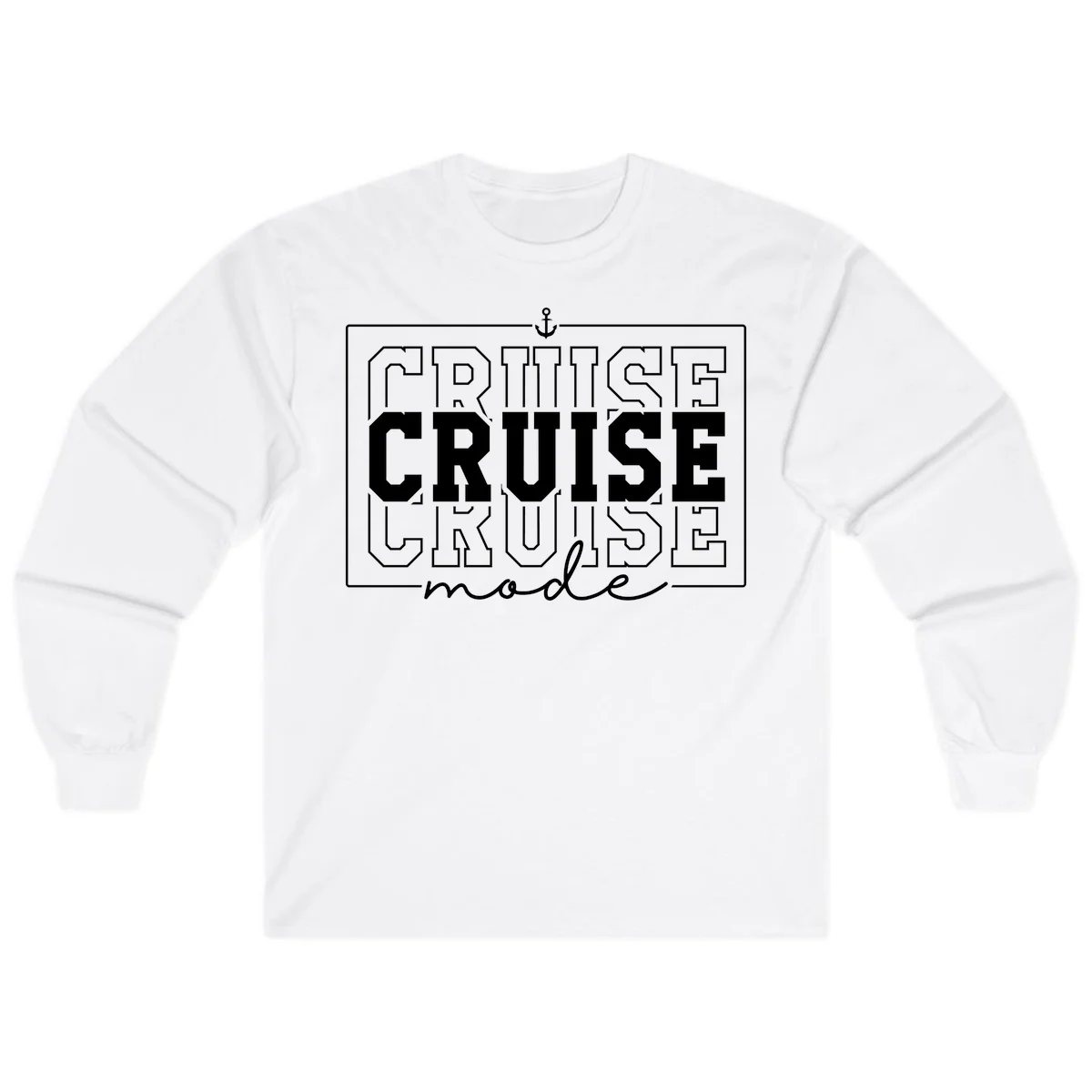Cruise Mode Anchor Nautical Design Long Sleeve in White