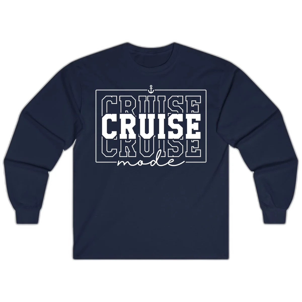 Cruise Mode Anchor Nautical Design Long Sleeve in Navy
