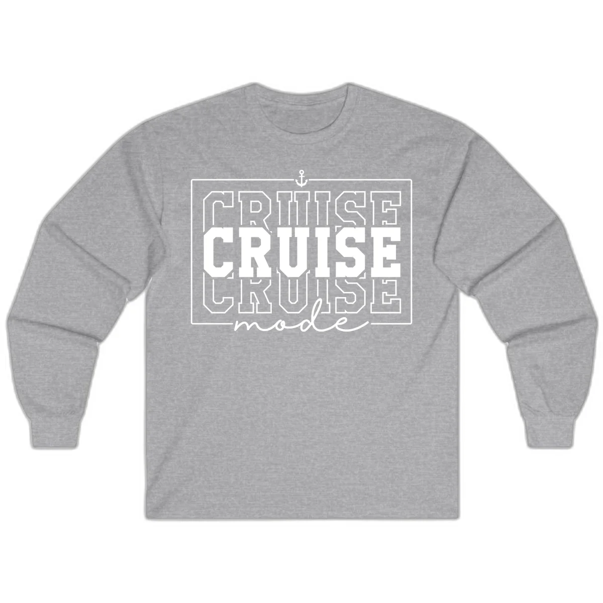 Cruise Mode Anchor Nautical Design Long Sleeve in Sport Grey
