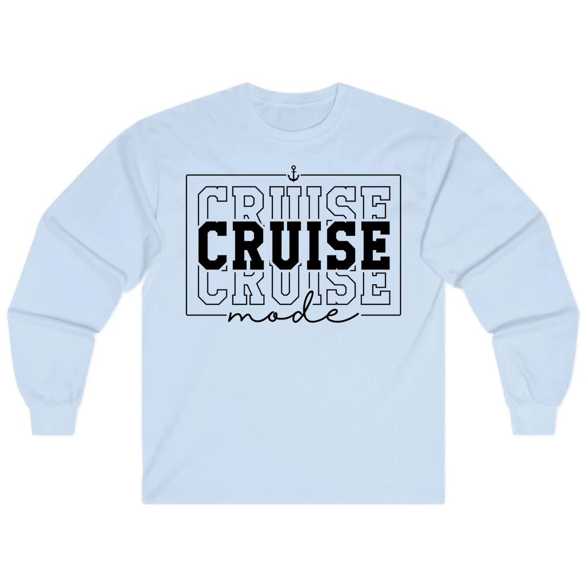 Cruise Mode Anchor Nautical Design Long Sleeve in Light Blue