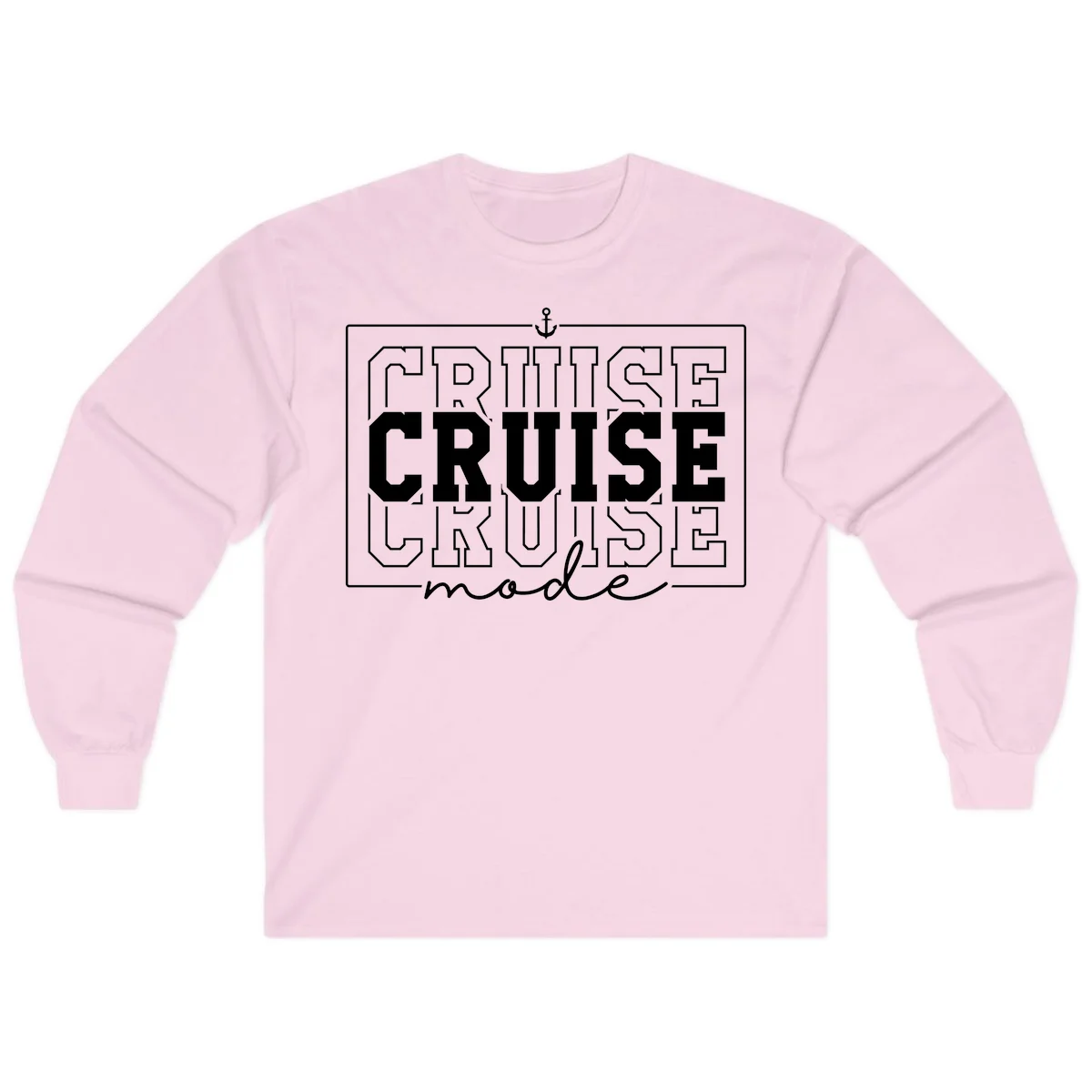 Cruise Mode Anchor Nautical Design Long Sleeve in Light Pink