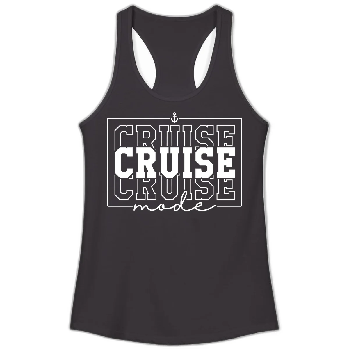 Cruise Mode Anchor Nautical Design Ladies Tank in Black